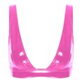 thumbnail image 1 of Sxiwei Women's Wet Look Pu Leather Bra Top Plunging Tank Crop Top Vest Bustier Rave Dance Bra Hot Pink L, 1 of 5