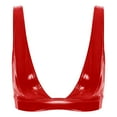 thumbnail image 1 of Sxiwei Women's Wet Look Pu Leather Bra Top Plunging Tank Crop Top Vest Bustier Rave Dance Bra Red M, 1 of 5