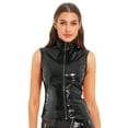 thumbnail image 1 of Sxiwei Women's Wetlook Patent Leather Crop Tops Zipper Open Shirt Latex Punk Tops Tank Top Black S, 1 of 9