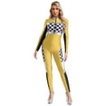 thumbnail image 1 of Sxiwei Womens Checkerboard Jumpsuit Rompers Racer Driver Costume Speed Car Driver Uniform Yellow XL, 1 of 5