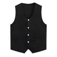 thumbnail image 1 of Sxiwei Womens Mens Button Vest Volunteer Waistcoat Activity Vest Unisex Waiter Bartender Work Uniform Black 3XL, 1 of 5