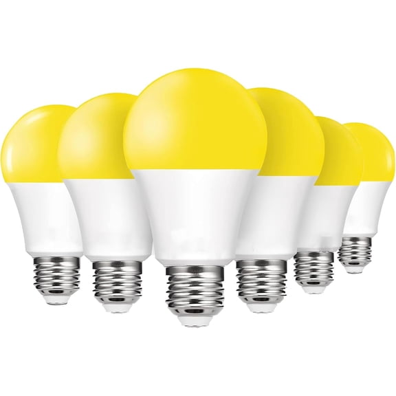 Sxminer 6 Pack Yellow Bug Light Bulbs Outdoor A19 Bug Lights 12W (80W Equivalent) 2000K Amber Glow 850LM E26 Base LED Light Bulb for Outside Backyard Porch Hallway Bedroom,Non-Dimmable,Non-Attracting