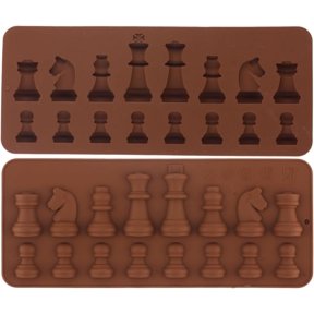 Sxpopstore 16 Cavity Chess Pieces Pieces Silicone Candy Molds Set of 2 for Chocolate Candy Cupcake Topper Decorating B