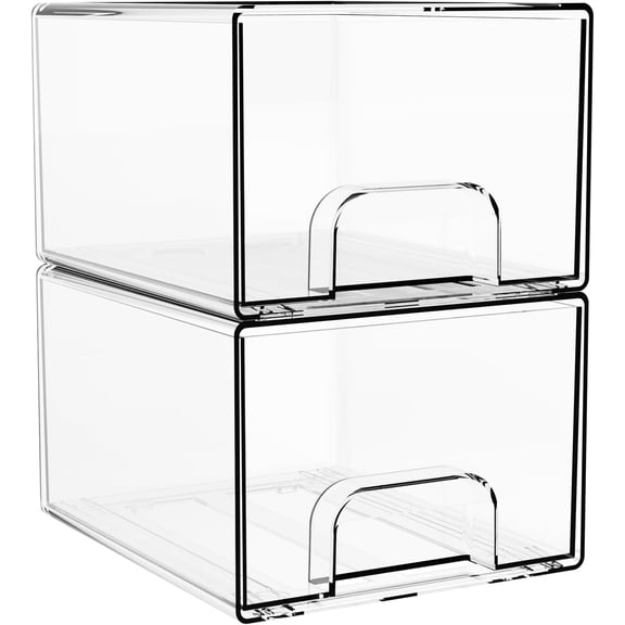 Sxpopstore 4.4" Tall Small Clear Acrylic Stackable Storage Drawers for Vanity,Under Sink,Bathroom Closet,Medicine Cabinet Organization and Plastic