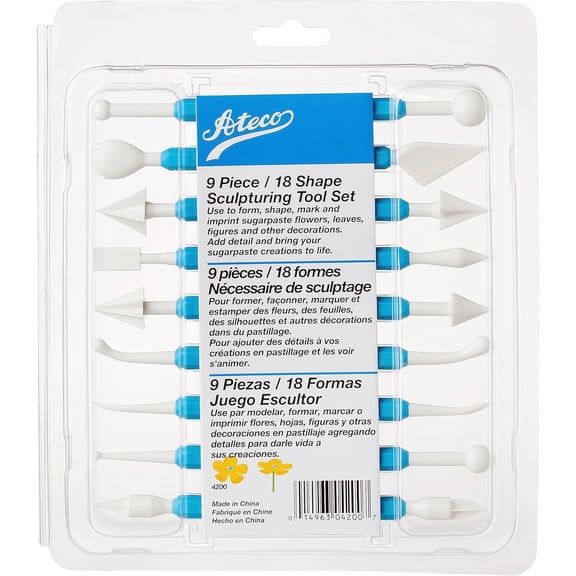 Sxpopstore Ateco Sculpting Tool Set for Sugar Paste Decorations 9 Piece, Blue