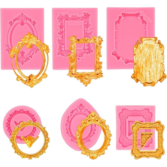 Sxpopstore Baroque Frame Molds Silicone with Picture Frame Chocolate Mold and 6 Pcs, Style a