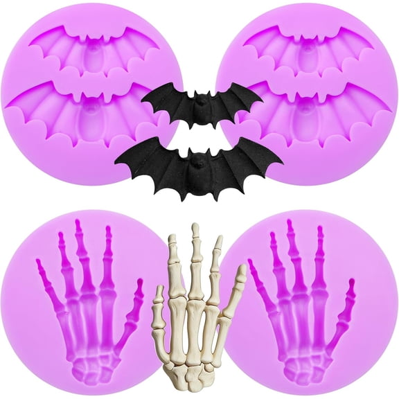 Sxpopstore Bats Hand Claws Halloween Fondant Molds Silicone Resin Skeleton Hand Claws Silicone Resin Pendants for Hallween Party Candy Cake