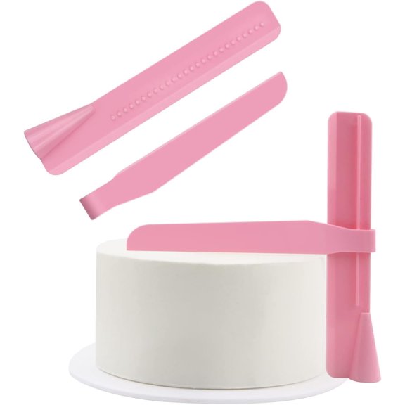Sxpopstore Cake Smoother for Icing with Adjustable Cake Scraper with Bevel 23.5x21cm, Pink