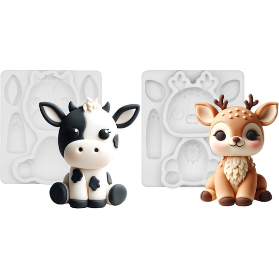 Sxpopstore Cow Deer Fondant Mould Silicone for Gum Paste with Jelly and Marzipan