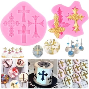 Sxpopstore Cross Molds Silicone Fondat Cake Chocolate Mold for Baptism Party Supplies 2pcs, Pink