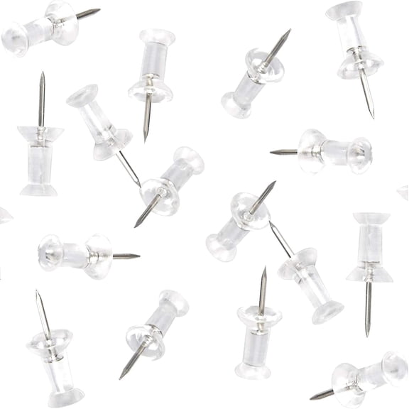 Sxpopstore Deeinn Clear Plastic Head Push Pins with and Steel Point Tacks 200 Count, Transparent