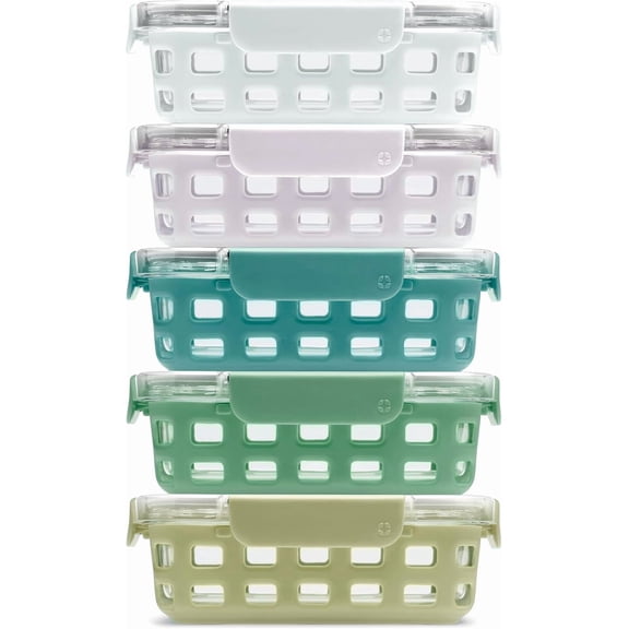 Sxpopstore Ello Duraglass 3.4 Cup Meal Prep Sets , 5 Pack Set- Glass Food Storage Container 10Pc, Olive Tree