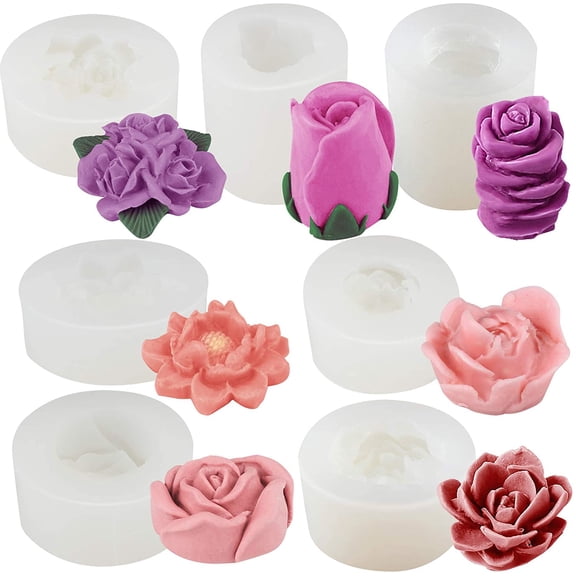 Sxpopstore Funshowcase Rose Peony Flower Plant Silicone Molds for Epoxy Resin Soap Candle Wax Polymer Clay Concrete Plaster Fondant Cake Decor