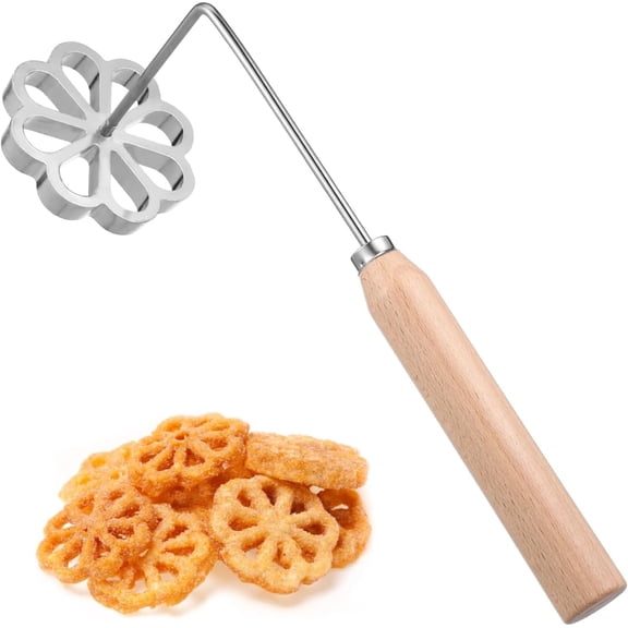 Sxpopstore Garneck Bunuelos Mold with Handle 10.43X3.62X0. Floral Pattern Baking Mold Pastry Tool for Home Kitchen Waffle and Rosette Snacks