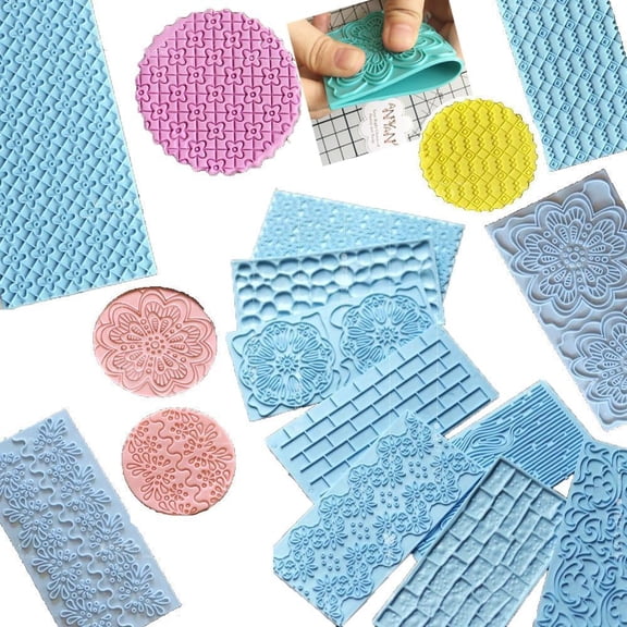Sxpopstore Plastic Embossed Icing Moulds Kits, Set of 126 Wood Brick Cobblestone Quilted Grid Diamond Designs, Chocolate Embosser, Fondant Impression