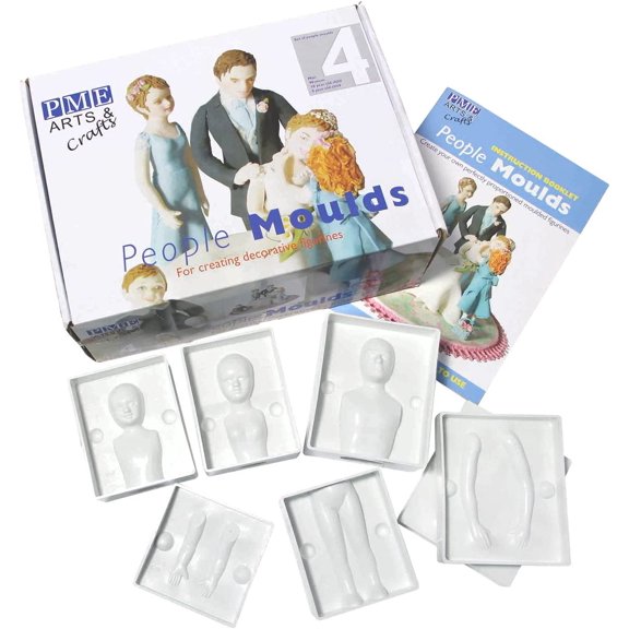 Sxpopstore Pme People Mold for Cake Decorating with Set of 4 24 Cups, White