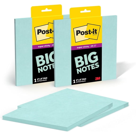 Sxpopstore Post-It Super Sticky Big Notes, . X 8 in., Extra Large Sticky Notes in Fresh Mint, 2 Pads, 60 Sheets 8 in, Fresh Mint