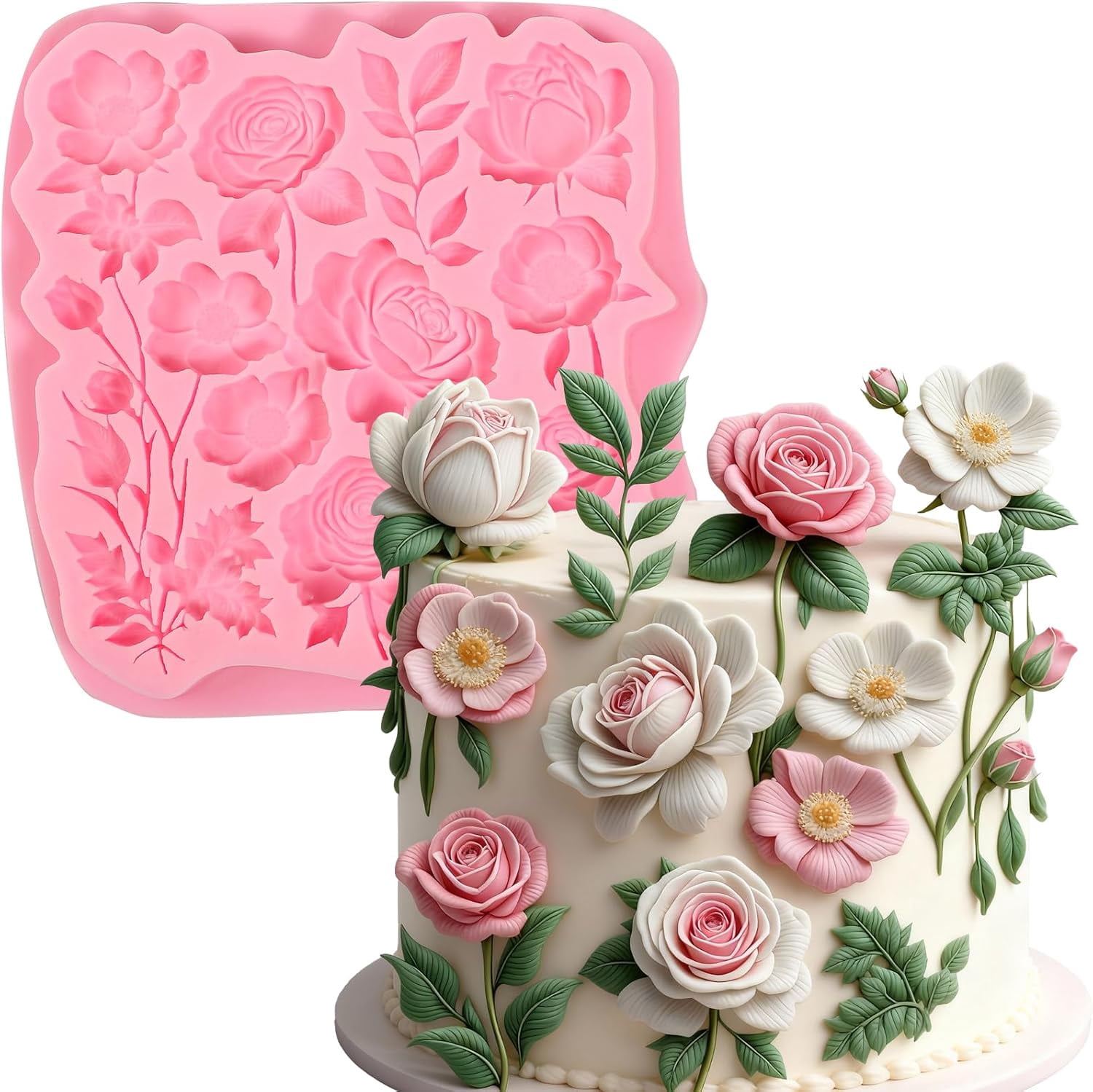 Sxpopstore Rose Silicone Mold Floral Wedding Cake Decoration Fondant ...