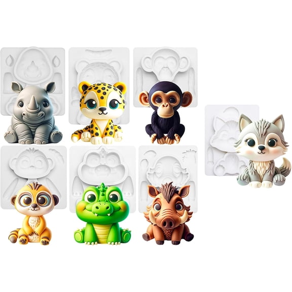 Sxpopstore Safari Wolf Woodland Animals Fondant Silicone Molds Sugarcraft Cake Decoration 7 Count