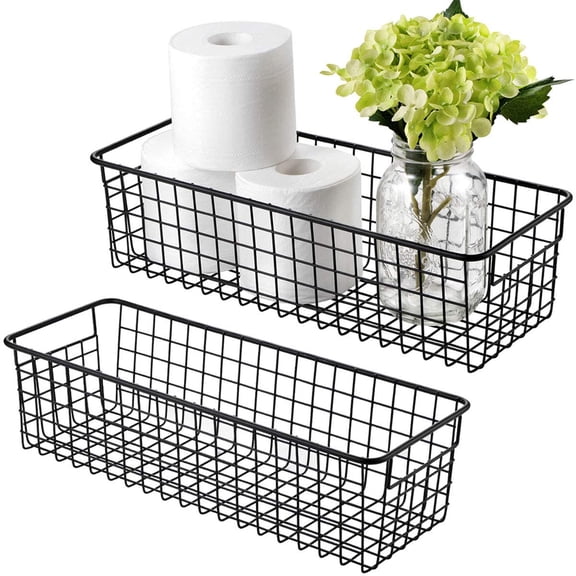 Sxpopstore Sheechung Farmhouse Decor Metal Wire Storage Organizer 2 Pack, Black