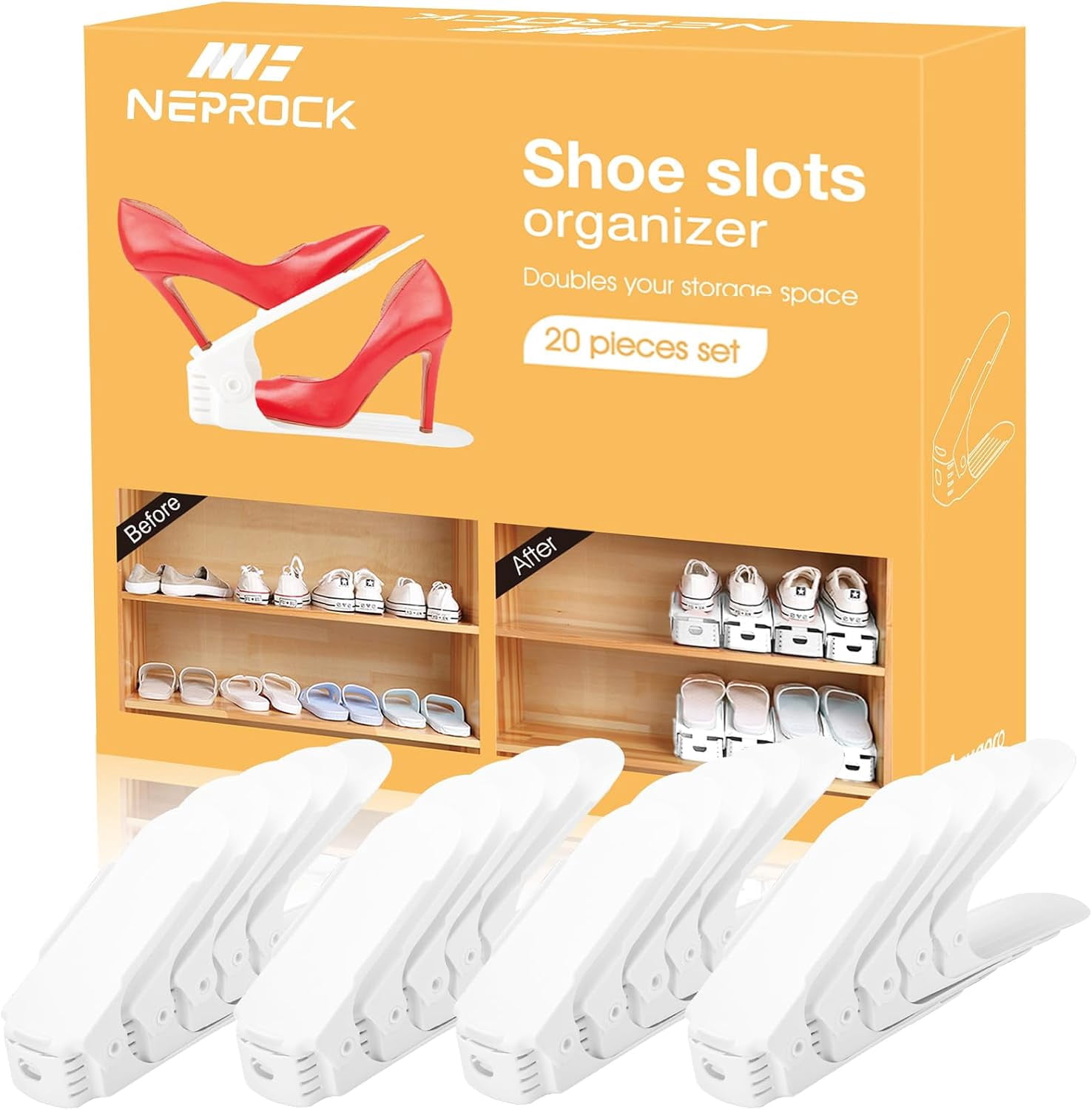 Sxpopstore Shoe Slots Organizer with Adjustable Shoe Rack Stacker 20 ...