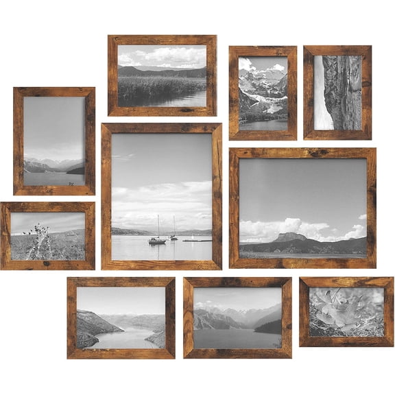 Sxpopstore Songmics Collage Picture Frames with Set of 10 and Glass 4x6, Rustic Brown