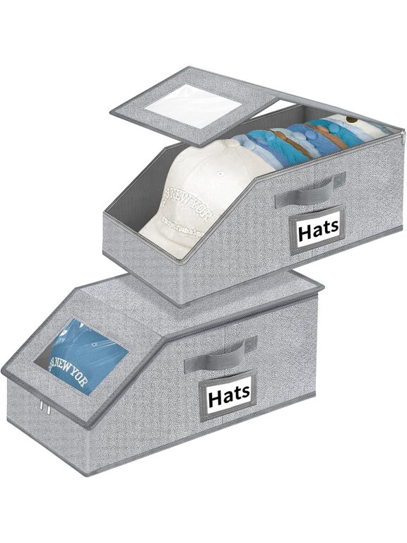 Stackable Hat with Storage for Baseball Caps - Hat 2PCS, Grey