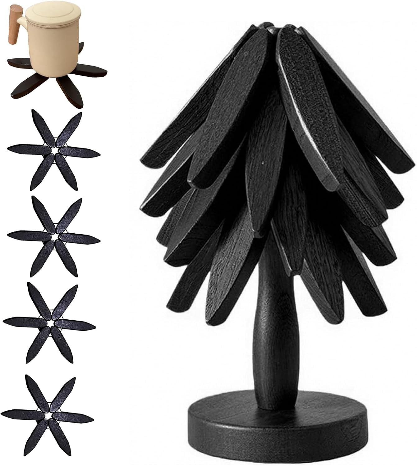 Sxpopstore Wooden Trivets for Dishes, Tree Shape Trivet Set, 4 Walnut ...