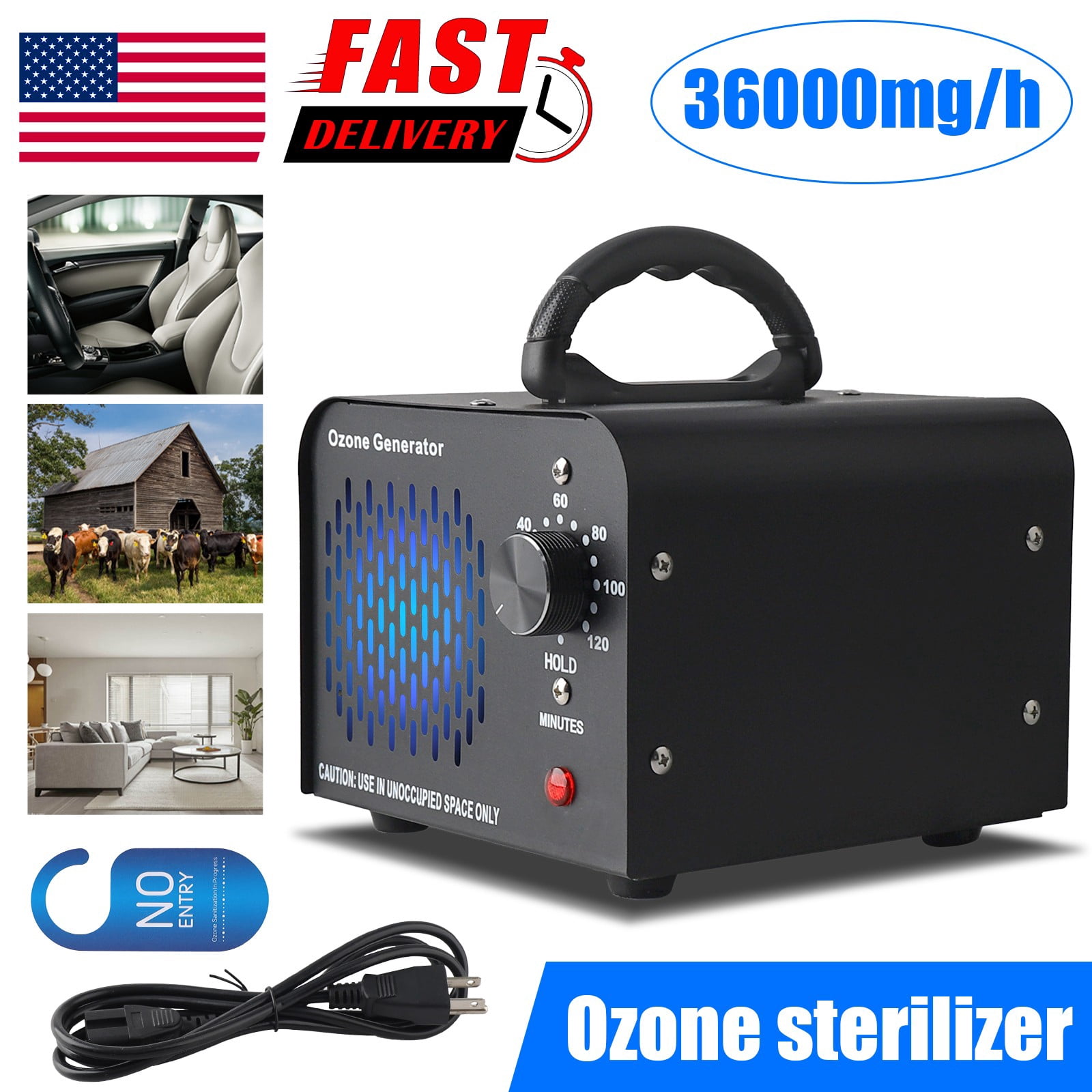 SxtchT 36000mg/h Ozone Generator Machine Air Purifier Ionizer Ozonator ...