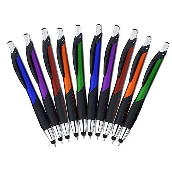 SyPen 2 in 1 Capacitive Stylus & Ballpoint Pen Comfort Grip For Any touchscreen Device, iPad, iPhone 6,6 Plus, iPod, Android, Galaxy, Dell, Note, Samsung (Black- 10 Pack)