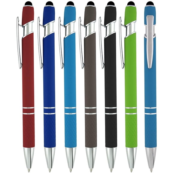 SyPen 2 in 1 Capacitive Touchscreen Stylus Black Ink Ballpoint Pen, 6 Pack, Assorted Colors