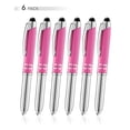thumbnail image 1 of SyPen Stylus Pen for Touchscreen Devices, Tablets, iPads, iPhones, Multi-Function Capacitive Pen With LED Flashlight, Ballpoint Ink Pen, 3-In-1 Metal Pen, 6PK, Pink, 1 of 1