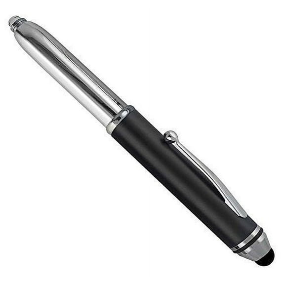SyPen Stylus Pen for Touchscreen Devices, Tablets, iPads, iPhones, Multi-Function Capacitive Pen With LED Flashlight, Ballpoint Ink Pen, 3-In-1 Pen, 1PK, Black