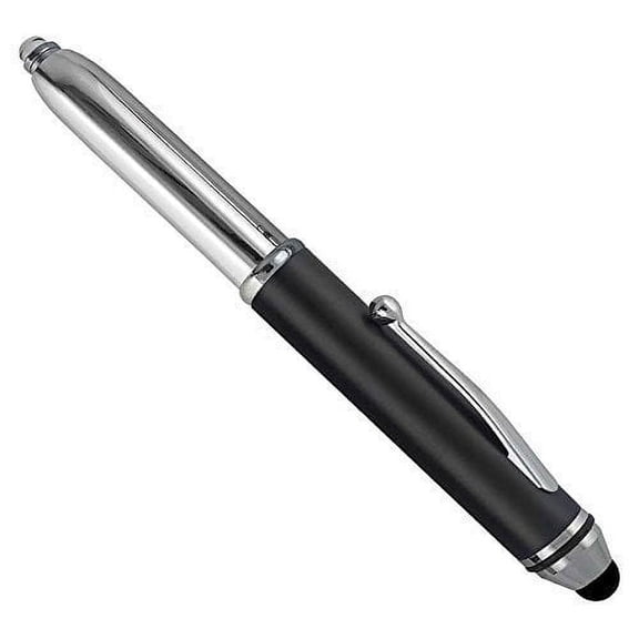 SyPen Stylus Pen for Touchscreen Devices, Tablets, iPads, iPhones, Multi-Function Capacitive Pen With LED Flashlight, Ballpoint Ink Pen, 3-In-1 Pen, 1PK, Black