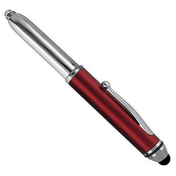 SyPen Stylus Pen for Touchscreen Devices, Tablets, iPads, iPhones, Multi-Function Capacitive Pen With LED Flashlight, Ballpoint Ink Pen, 3-In-1 Pen, 1PK, Red
