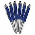 thumbnail image 1 of SyPen Stylus Pen for Touchscreen Devices, Tablets, iPads, iPhones, Multi-Function Capacitive Pen With LED Flashlight, Ballpoint Ink Pen, 3-In-1 Pen, 5PK, Blue, 1 of 5