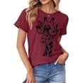 thumbnail image 1 of SySea Giraffe Print Graphic Short Sleeve T-Shirt Plus Size Women Tops, 1 of 3