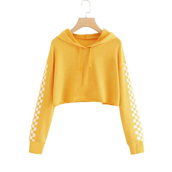 SySea Kids Crop Tops Girls Hoodies Cute Plaid Long Sleeve Fashion Sweatshirts