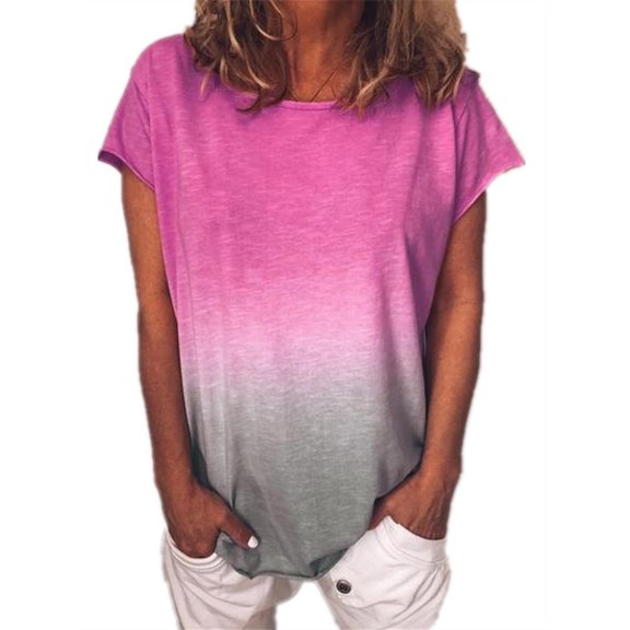 SySea Special Gradient Color Print T-shirt Plus Size Women Summer Tops