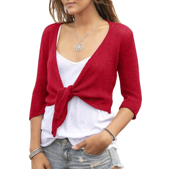 SySea Spring Autumn Women Half Sleeve Light Weight Cardigan Crop Tops