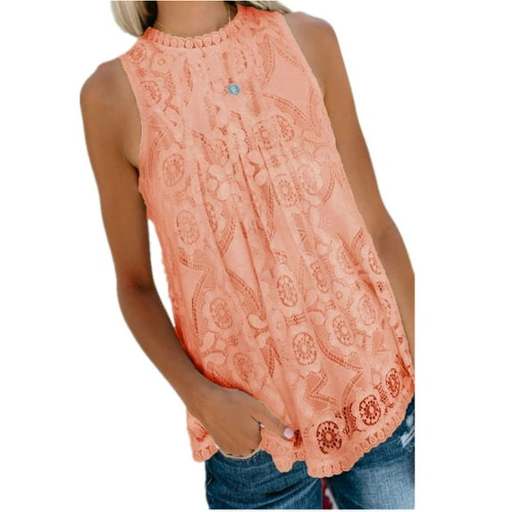 SySea Women Lace Crochet Sleeveless Tops Sexy Halter Hollow Out Nightout Tanks Blouse