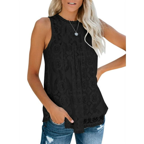SySea Womens Lace Crochet Sleeveless Tops Sexy Halter Hollow Out Nightout Tanks Blouse