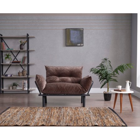 Syandra Extra Wide Modern, Metal Legs Button Loveseat Brown