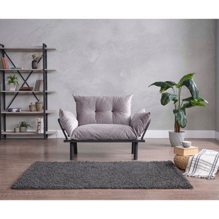 Syandra Extra Wide Modern, Metal Legs Button Loveseat Grey