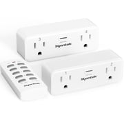 Syantek Remote Control Outlet with 2 Independent Sockets, Wireless Light Switch Set, Up to 100 ft Range, FCC Certified, 15A/1875W, White (2 Outlets + 1 Remote)