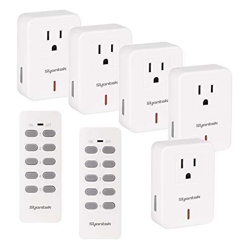 Syantek Remote Control Outlet Wireless Light Switch for Household  Appliances, Expandable Remote Light Switch Kit, Up to 100 ft Range, FCC  Certified, ETL Listed, White (5 Outlets + 2 Remotes) : Tools & Home  Improvement 