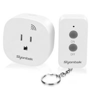 Syantek Remote Control Outlet, Wireless Light Switch Kit, 15A/1875W, 100ft Range, Compatible with Non-Smart Systems, for Lamps and Appliances