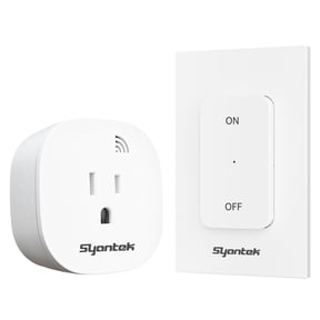 Syantek Wireless Remote Control Outlet, 15A/1875W Wall Mounted Remote Light Switch, 100FT Long Range Switch for Lights, Fans, Christmas Lights, 1 outlet+ 1 remote