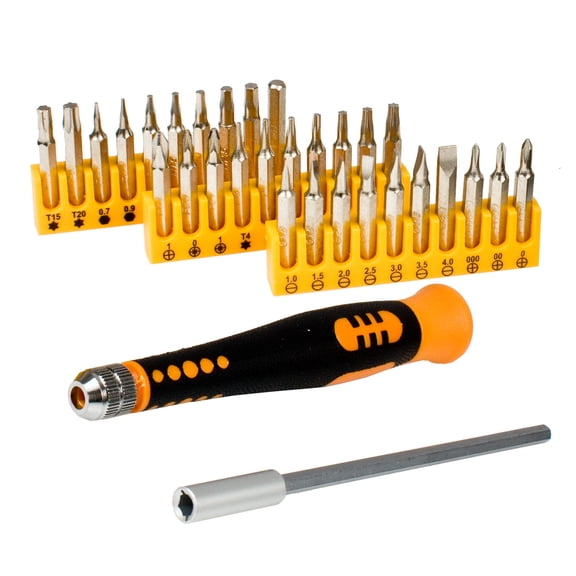 32-Piece Easy Grip Precision Screwdriver Set: Philips Slotted Pozidriv Star and Hex Bits