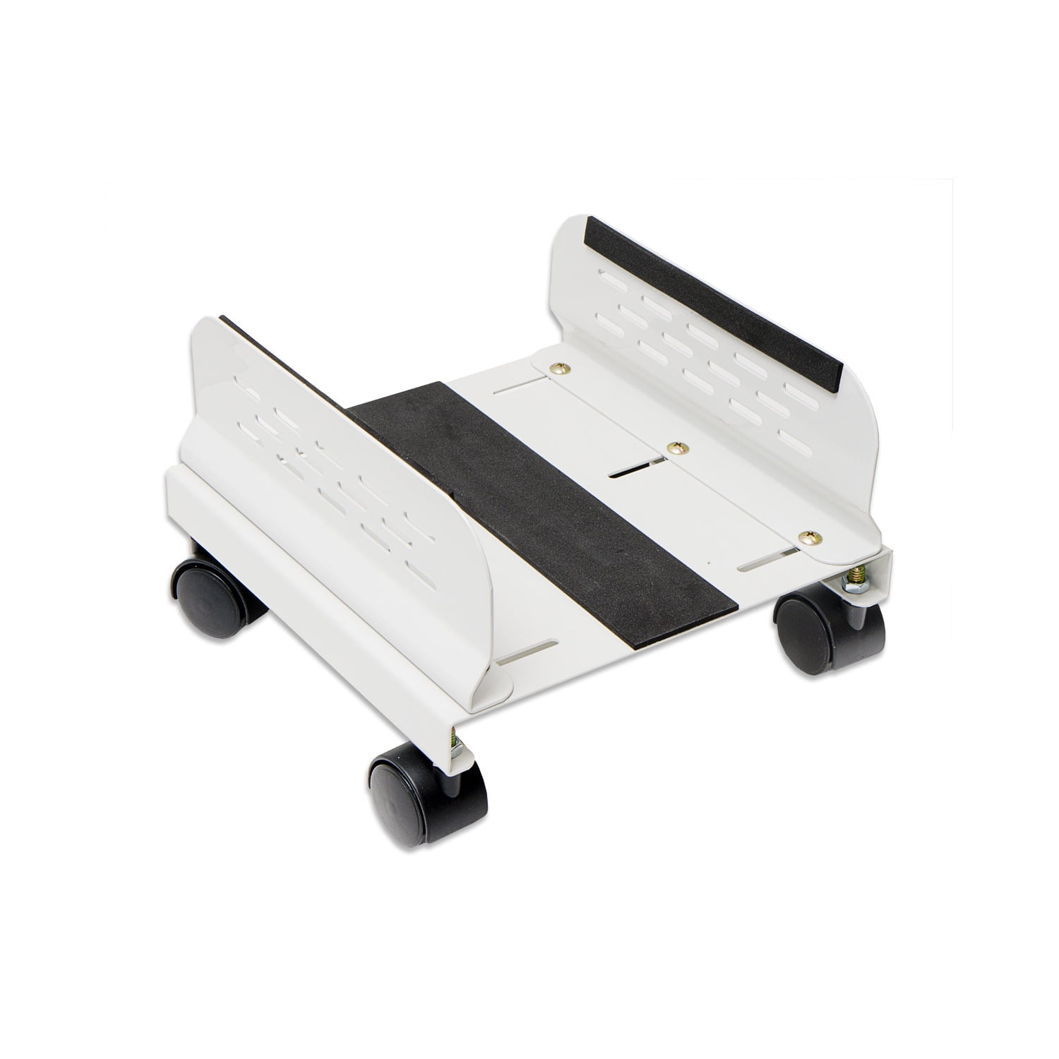 Adjustable White Steel CPU Stand with Rolling Casters